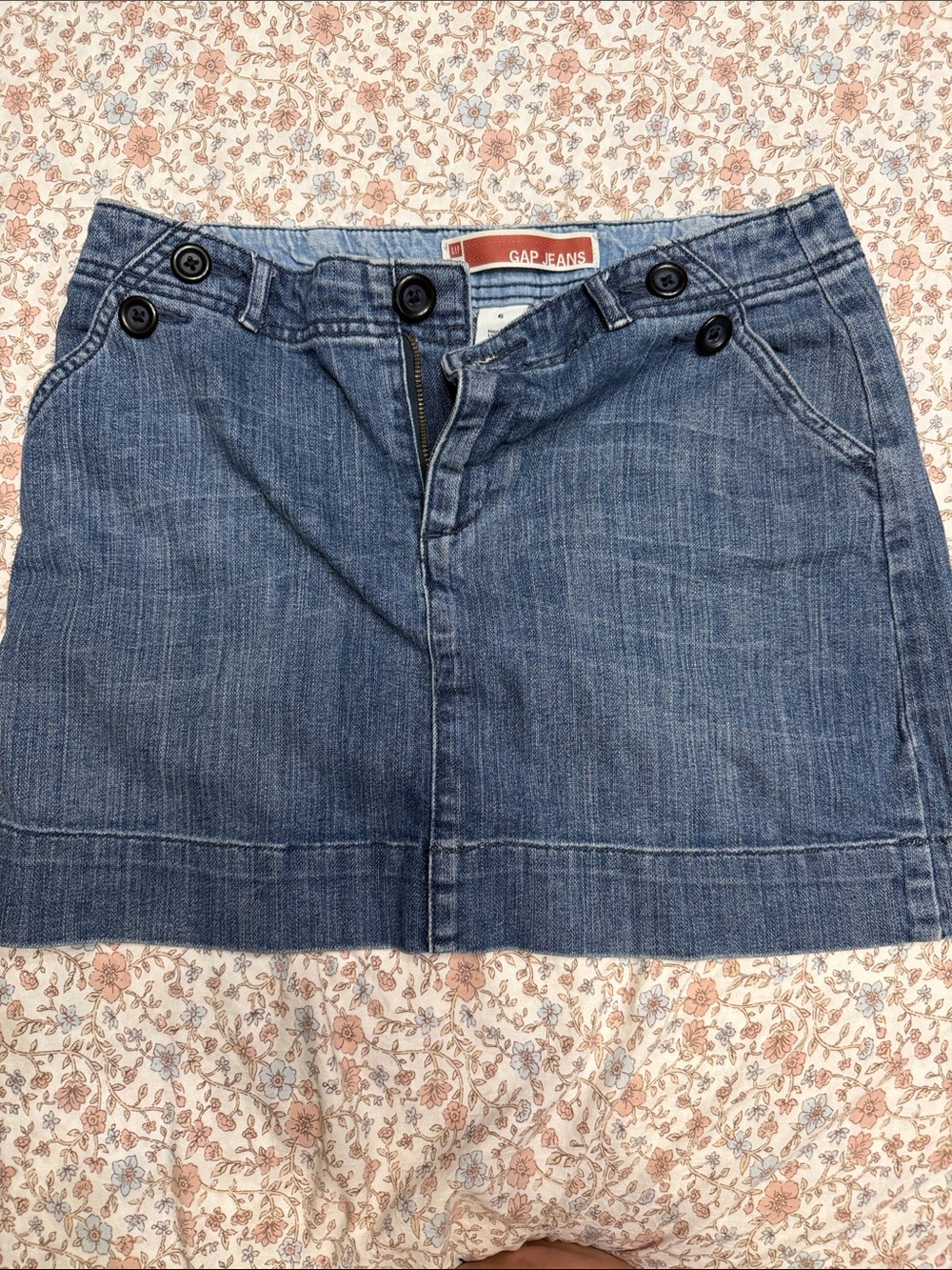GAP Blue Denim Button-Accent Mini Skirt